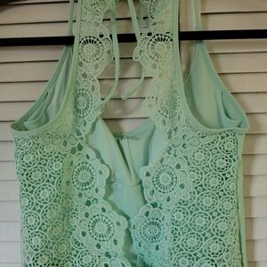 Aerie Mint Green One Piece Swimsuit Bodysuit Lace Detail M